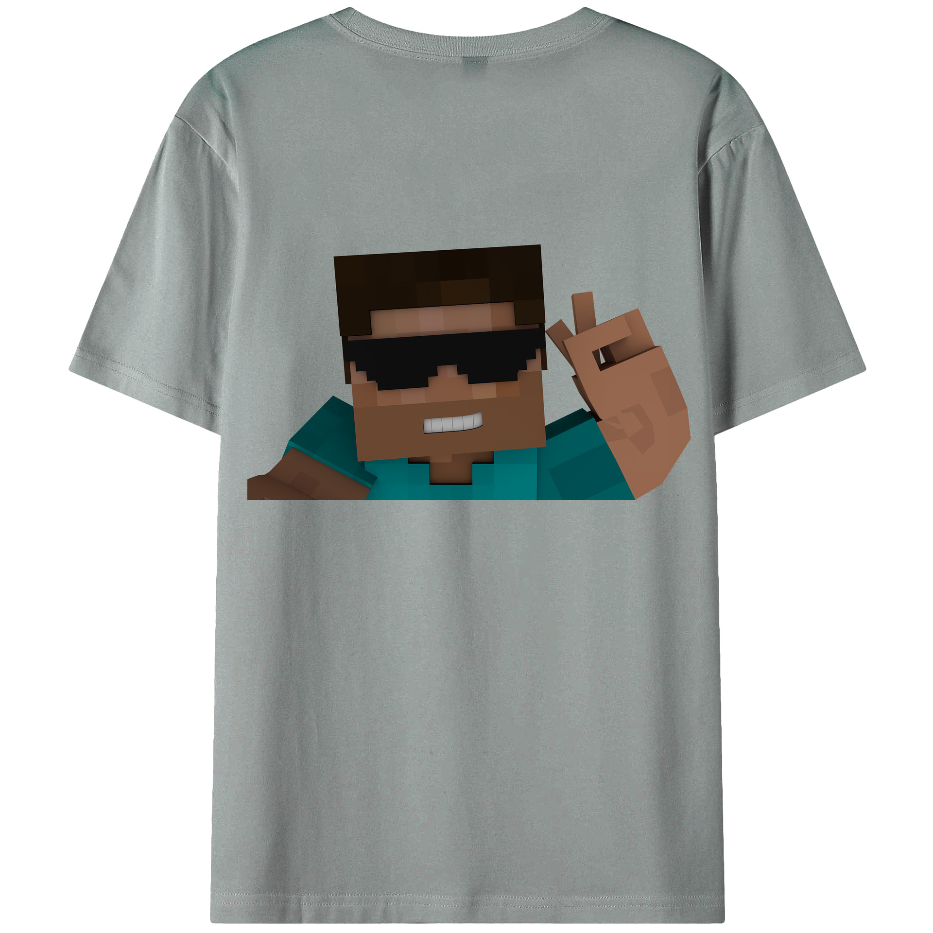 （画像用） マインクラフト ブロックの世界 Minecraft MC Block world 綿100％ メンズ半袖Tシャツ（バックプリント） 通気性